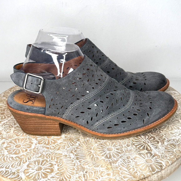Sofft Gray Perforated Mules - Picture 2 of 10